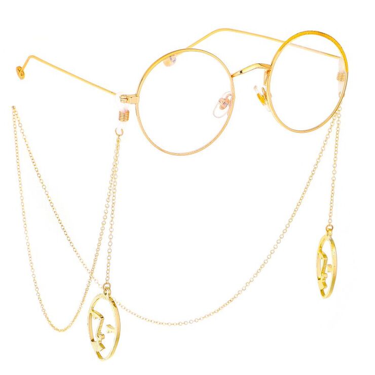 Gold-colored metal non-slip chain, with mask, for glasses and masks GL379