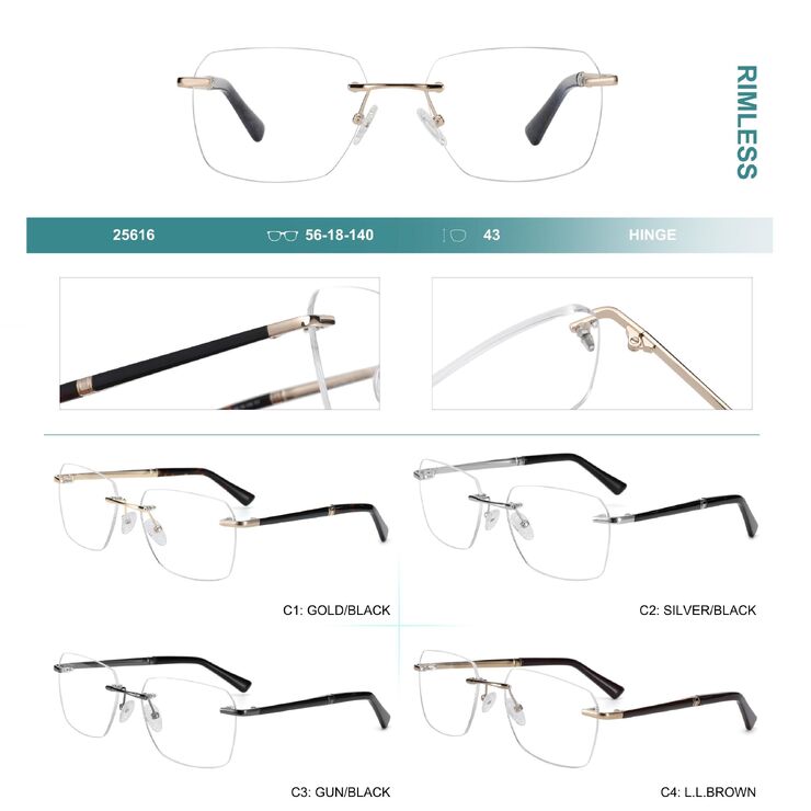 Rimless metal frames for glasses Big City 25616