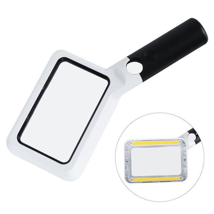 Лупа с универсальной подсветкой, увеличительное стекло с ручкой 10863-21-XX, размер: 108*63 мм и диаметр 21мм, увеличение: 2Х, 20Х