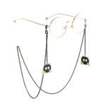 Black-colored metal non-slip chain, with pendant star briquettes, for glasses and masks GL840