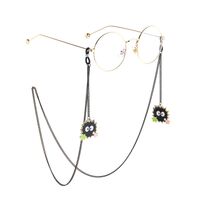 Black-colored metal non-slip chain, with pendant star briquettes, for glasses and masks GL840