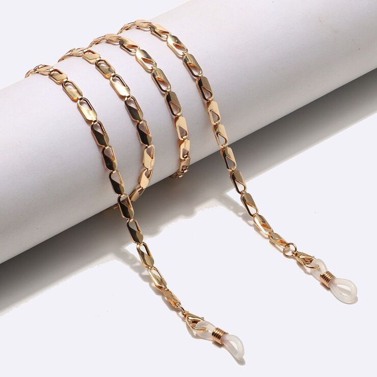 Металлическая нескользящая цепочка золотого цвета, для очков и масок GL1494