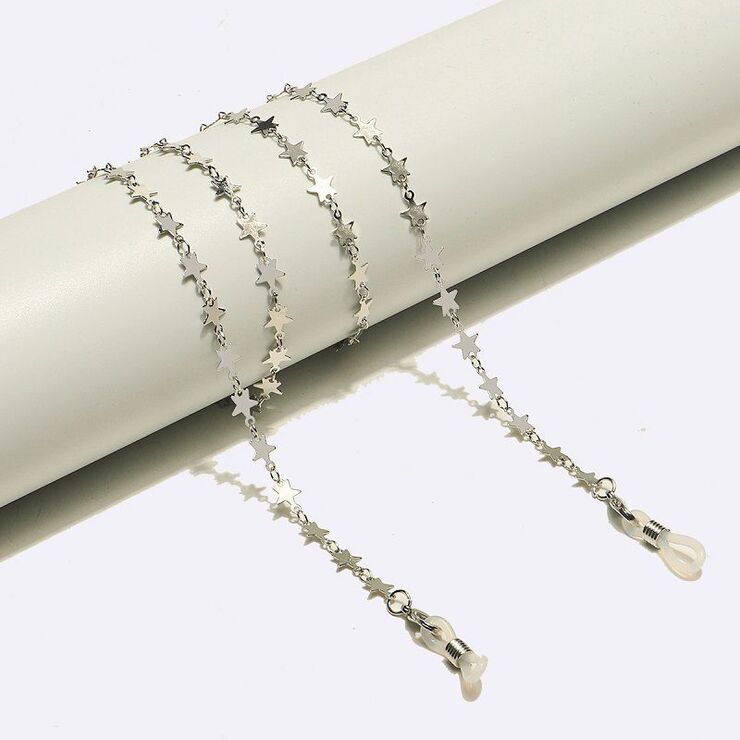 Silver metal non-slip star chain, for glasses and masks GL1641-2