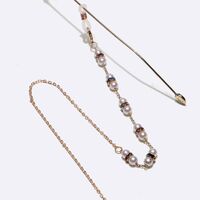 Gold-colored metal non-slip chain, with pearl and rhinestones, for glasses and masks GL1396