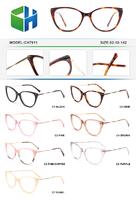 Plastic acetate frame for women with spring hinges CH7911-DA