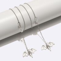 Silver-colored metal non-slip chain, with bat-shaped pendant, for glasses and masks GL1726