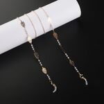 Gold-colored metal non-slip chain, with hollow leaves and pearl, for glasses and masks GL948