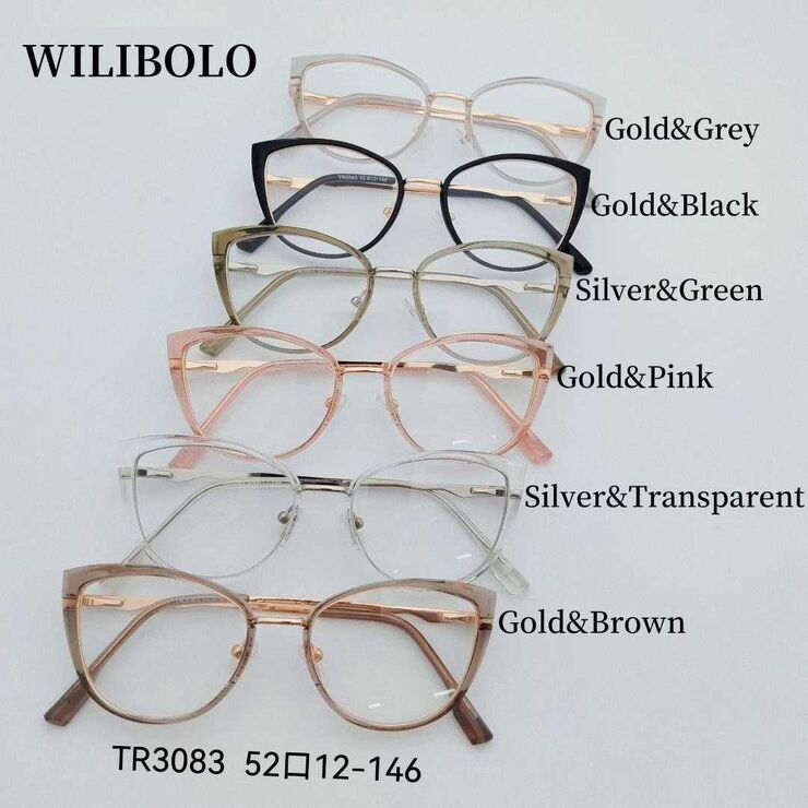 Metal + TR90 plastic ultrathin women's frames with spring hinges Wilibolo TR3083