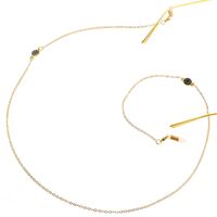 Gold-colored metal non-slip chain, with black smiley, for glasses and masks GL088