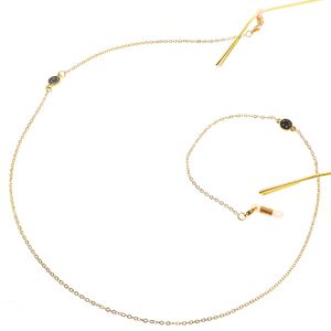 Gold-colored metal non-slip chain, with black smiley, for glasses and masks GL088