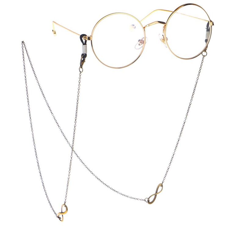 Bronze-colored metal non-slip chain, with infinity sign, for glasses and masks GL131