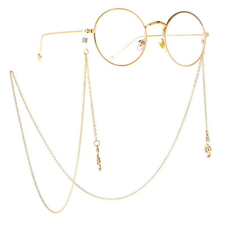 Metal non-slip chain, with musical note, for glasses and masks GL031
