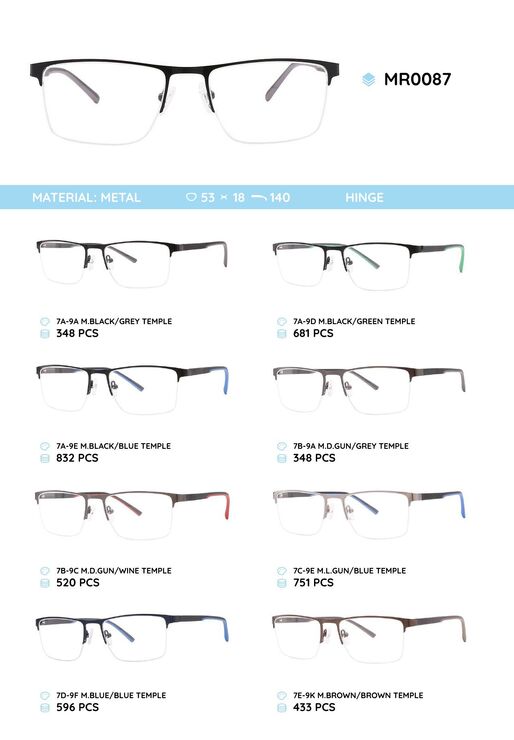 Metal frame with temples made of TR-90 material MR0087