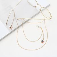 Металлическая нескользящая цепочка золотого цвета, с подвеской в виде пятизвездочного флага, для очков и масок GA027