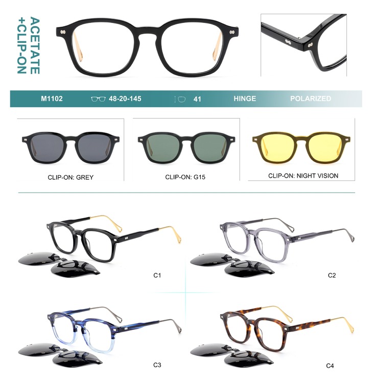 Оправа пластиковая из материала ацетат + насадка поляризационная солнцезащитная (клипон) Big City M1102S