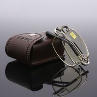 Очки металлические складные для чтения JY303黄片 с футляром, диоптрии от +1.00 до +4.00, РМЦ=62-64