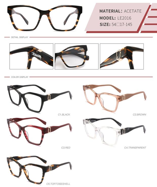 Plastic acetate frame with spring hinges LE2016-DA