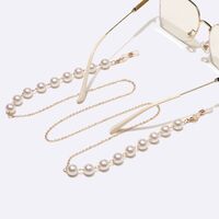Gold-colored metal non-slip chain, with pearl 10 mm, for glasses and masks GL1452