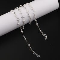 Metal non-slip chain, with pearl and star, for glasses and masks GL932