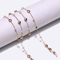 Gold-colored metal non-slip chain, with round gold and pearl, for glasses and masks GL1413