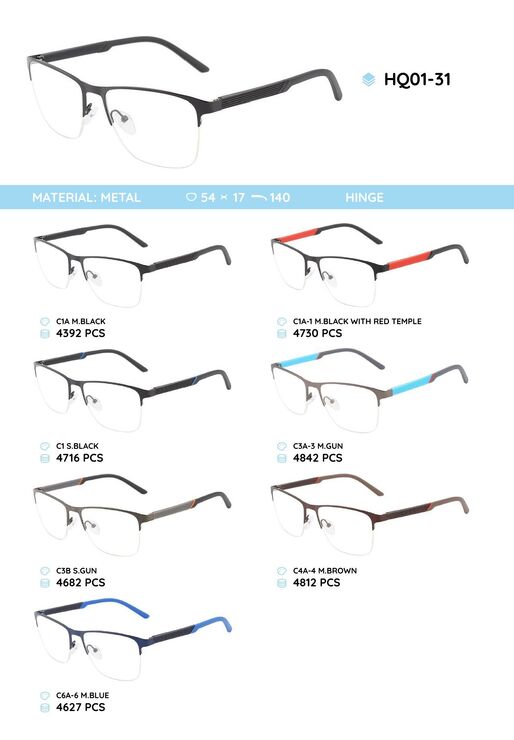 Металлическая оправа с дужками из материала TR-90 HQ01-31