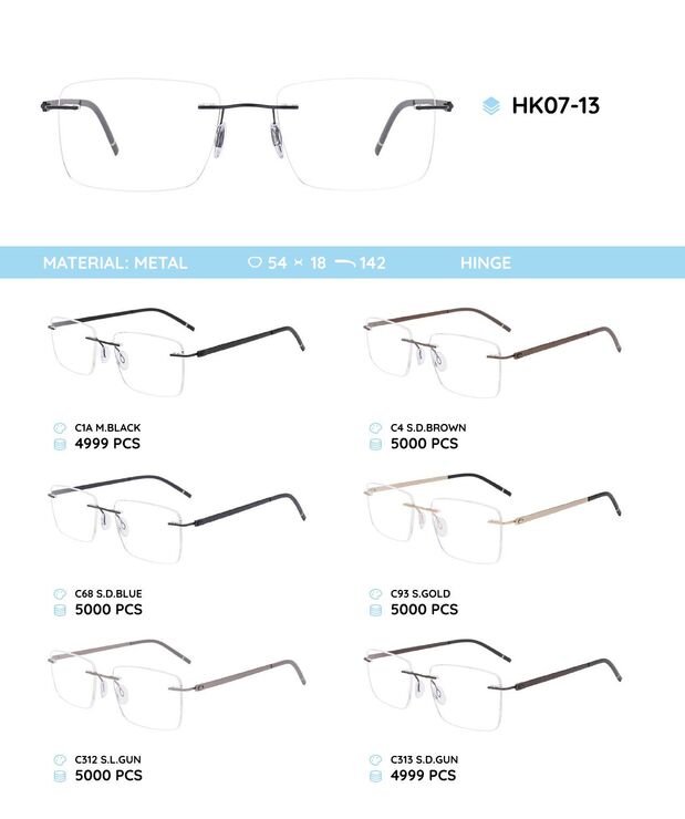 Metal rimless frame with TR-90 temples HK07-13