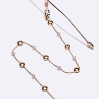Gold-colored metal non-slip chain, with round gold and pearl, for glasses and masks GL1413