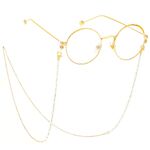 Gold-colored metal non-slip chain, with crystal, for glasses and masks GL397
