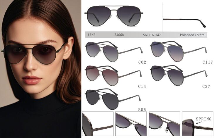 Polarized metal sunglasses for women Leke LK34068