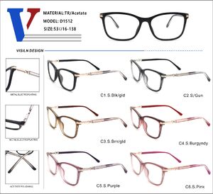 Plastic acetate TR90 + metall frame with spring hinges D1512-DA