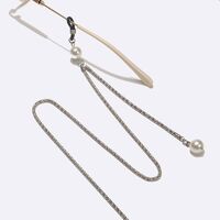 Silver-colored metal non-slip chain, with pearls, for glasses and masks GL1557
