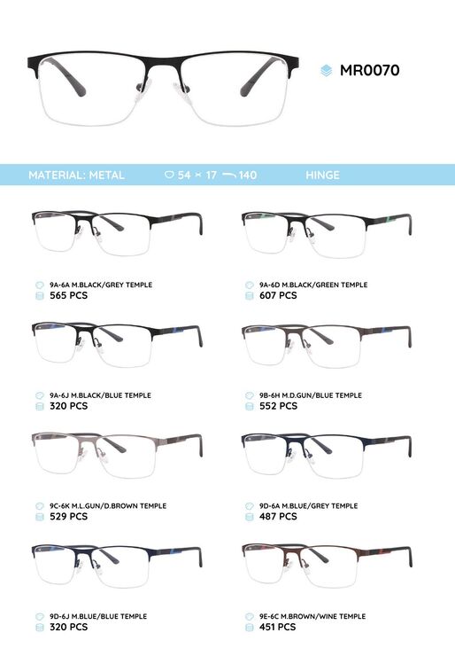 Металлическая оправа с дужками из материала TR-90 MR0070