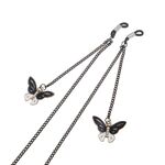 Black-colored metal non-slip chain, with pendant butterfly, for glasses and masks GL837