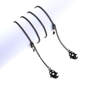 Металлическая нескользящая цепочка черного цвета, с подвеской черный ангел, для очков и масок GL834