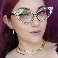 Plastic glasses with blue light protection and rhinestones for women 97073镶钻-PN