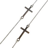 Bronze-colored metal non-slip chain, with a cross, for glasses and masks GL124