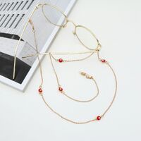 Gold-colored metal non-slip chain, with red beads, for glasses and masks GA062