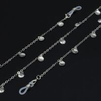 Silver-colored metal non-slip chain, with silver shell, for glasses and masks GL921