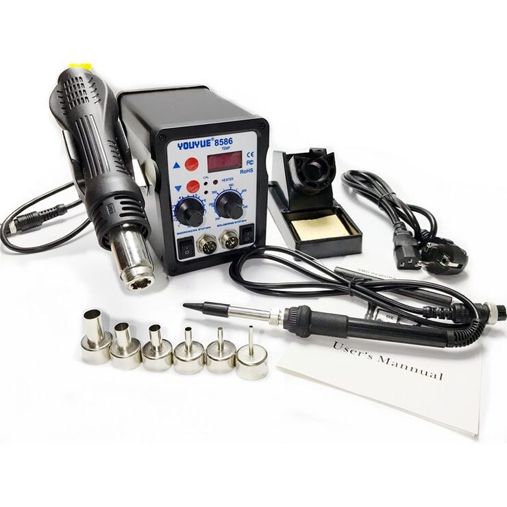 Soldering station 2 in 1, electric soldering iron + construction hair dryer (hot air gun) UYUE8586