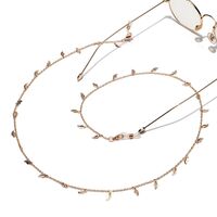Gold-colored metal non-slip chain, with copper leaves, for glasses and masks GL1285