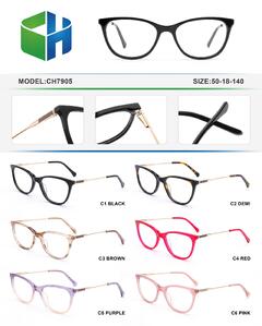 Plastic acetate frame for women with spring hinges CH7905-DA