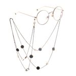 Metal non-slip black chain with crystal and black round for glasses and sweater GL868