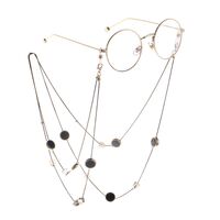 Metal non-slip black chain with crystal and black round for glasses and sweater GL868
