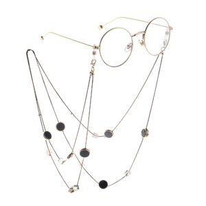 Металлическая нескользящая черная цепочка, с хрустальными и круглыми вставками, для очков и свитера GL868