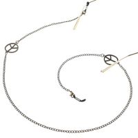 Металлическая нескользящая цепочка бронзового цвета, с символом мира, для очков и масок GL120