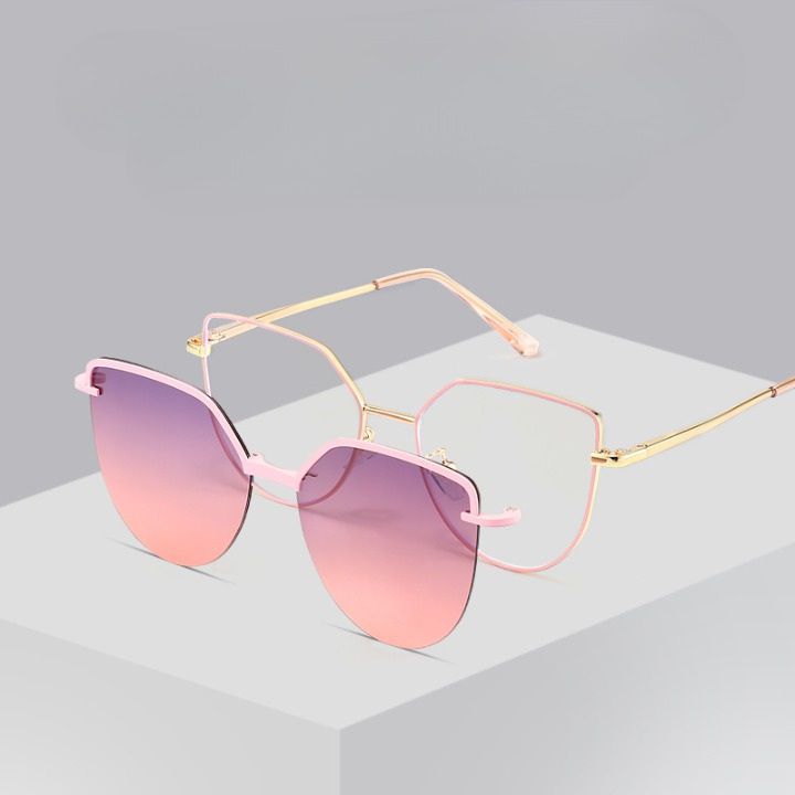 Metal Blue Ray Cut protection frame + magnet sunshade clip-on 7002-GT