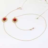 Gold-colored metal non-slip chain, with rhinestones, for glasses and masks GL1008