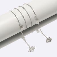 Silver-colored metal non-slip chain, with heart-shaped pendant, for glasses and masks GL1501
