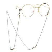 Bronze-colored metal non-slip chain, with a cross, for glasses and masks GL124