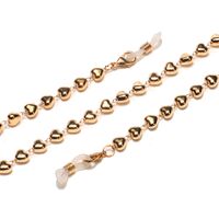 Gold-colored metal non-slip chain, with gold hearts and curved stick, for glasses and masks GL1555
